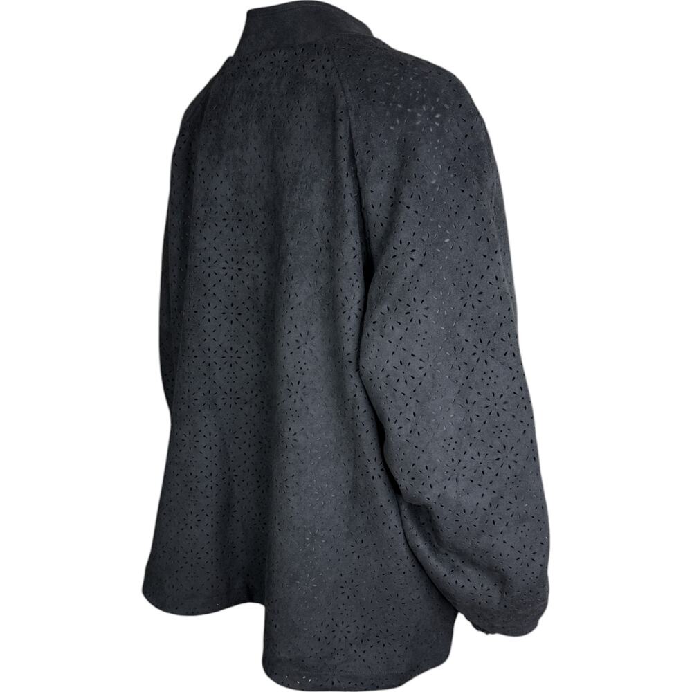 Dennis Basso Perforated Faux Suede Jacket Black‎ X-Large NWOT Eyelet Lined - Picture 13 of 13